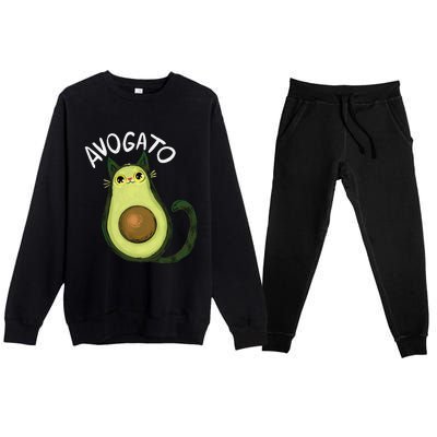 Avogato Funny Cat Avocado Cinco De Mayo Cat Lady Cat Lover Premium Crewneck Sweatsuit Set