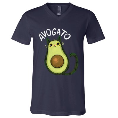 Avogato Funny Cat Avocado Cinco De Mayo Cat Lady Cat Lover V-Neck T-Shirt