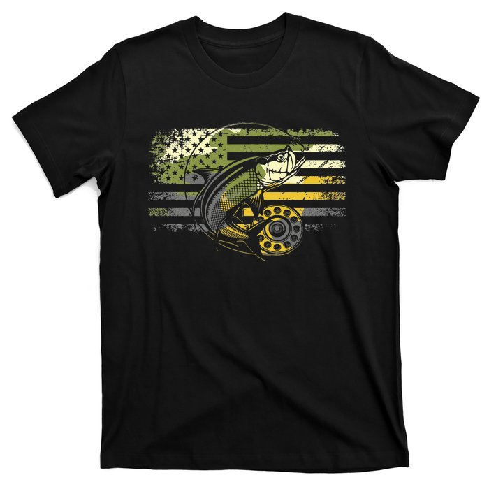 American Flag Camouflage Fishing T-Shirt