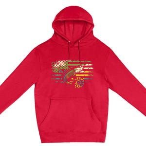 American Flag Camouflage Fishing Premium Pullover Hoodie