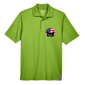 American Flag Cat 4th Of July Kitten Patriotic Pet Lover Men's Origin Performance Pique Polo