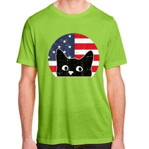 American Flag Cat 4th Of July Kitten Patriotic Pet Lover Adult ChromaSoft Performance T-Shirt