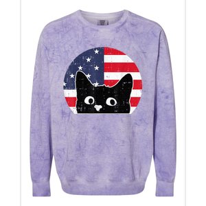 American Flag Cat 4th Of July Kitten Patriotic Pet Lover Colorblast Crewneck Sweatshirt