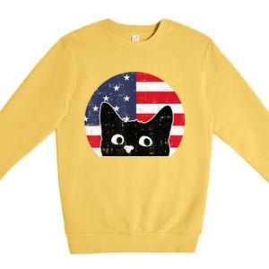 American Flag Cat 4th Of July Kitten Patriotic Pet Lover Premium Crewneck Sweatshirt