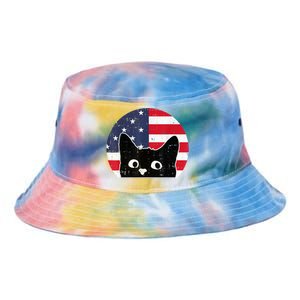 American Flag Cat 4th Of July Kitten Patriotic Pet Lover Tie Dye Newport Bucket Hat