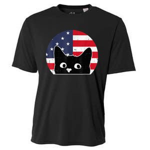 American Flag Cat 4th Of July Kitten Patriotic Pet Lover Cooling Performance Crew T-Shirt