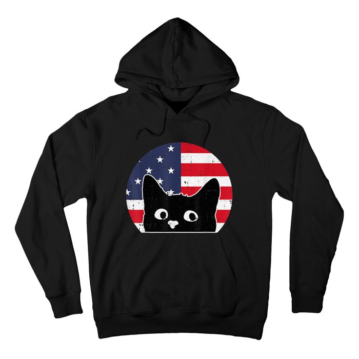 American Flag Cat 4th Of July Kitten Patriotic Pet Lover Hoodie