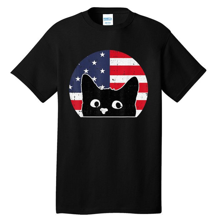 American Flag Cat 4th Of July Kitten Patriotic Pet Lover Tall T-Shirt