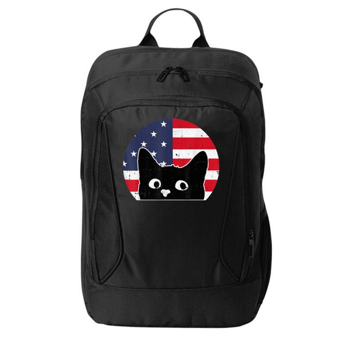 American Flag Cat 4th Of July Kitten Patriotic Pet Lover City Backpack