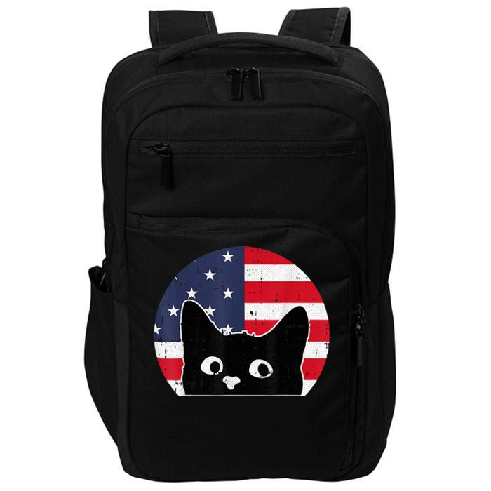 American Flag Cat 4th Of July Kitten Patriotic Pet Lover Impact Tech Backpack