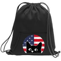 American Flag Cat 4th Of July Kitten Patriotic Pet Lover Sweatshirt Cinch Pack Bag