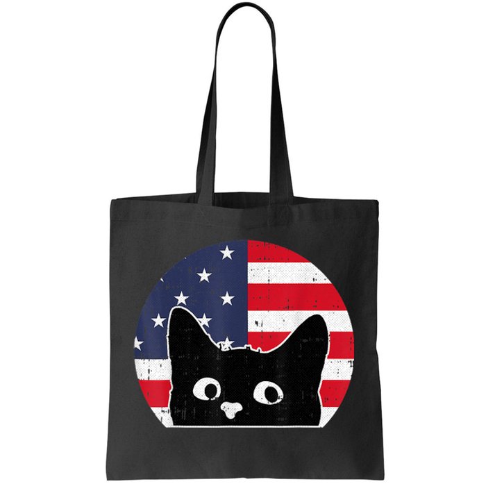 American Flag Cat 4th Of July Kitten Patriotic Pet Lover Tote Bag