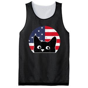 American Flag Cat 4th Of July Kitten Patriotic Pet Lover Mesh Reversible Basketball Jersey Tank