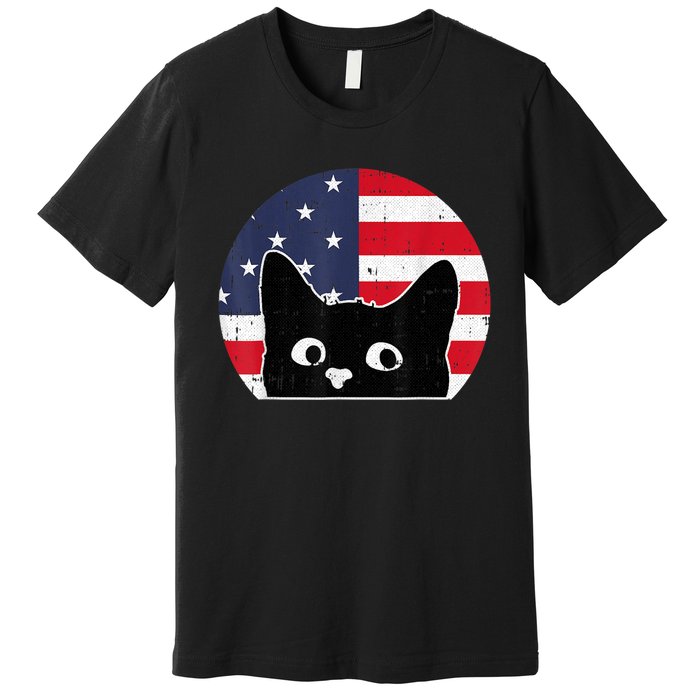 American Flag Cat 4th Of July Kitten Patriotic Pet Lover Premium T-Shirt