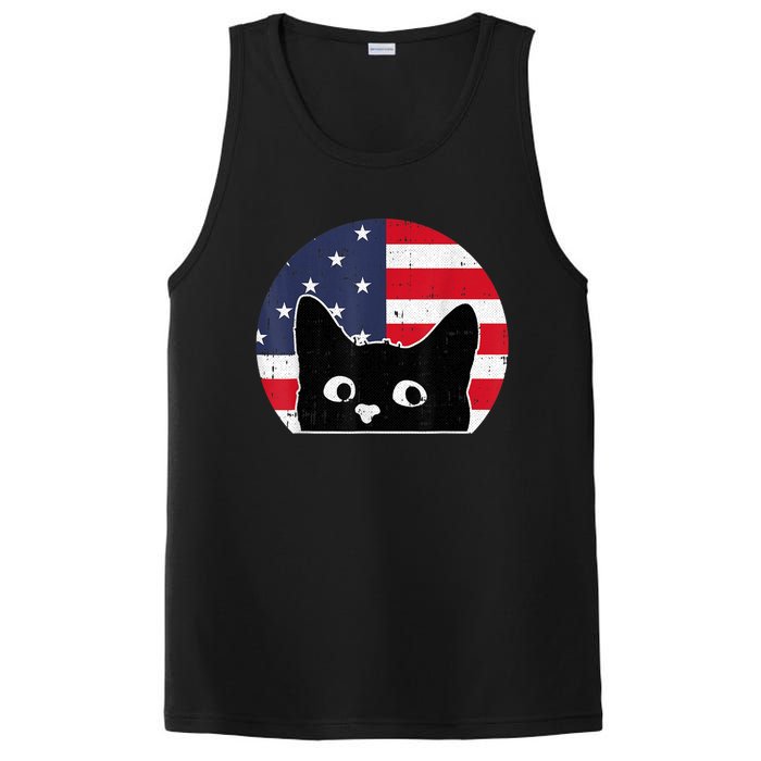 American Flag Cat 4th Of July Kitten Patriotic Pet Lover PosiCharge Competitor Tank