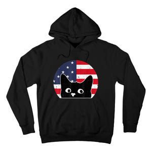 American Flag Cat 4th Of July Kitten Patriotic Pet Lover Tall Hoodie