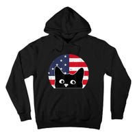 American Flag Cat 4th Of July Kitten Patriotic Pet Lover Tall Hoodie