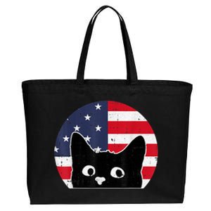 American Flag Cat 4th Of July Kitten Patriotic Pet Lover Cotton Canvas Jumbo Tote