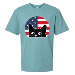 American Flag Cat 4th Of July Kitten Patriotic Pet Lover Sueded Cloud Jersey T-Shirt