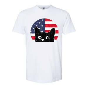 American Flag Cat 4th Of July Kitten Patriotic Pet Lover Softstyle CVC T-Shirt