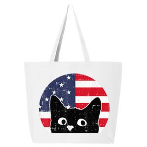 American Flag Cat 4th Of July Kitten Patriotic Pet Lover 25L Jumbo Tote