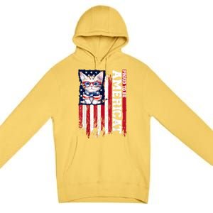 American Flag Cat 4th Of July Kitten Patriotic Pet Lover Pun Premium Pullover Hoodie