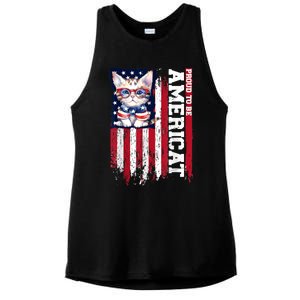 American Flag Cat 4th Of July Kitten Patriotic Pet Lover Pun Ladies PosiCharge Tri-Blend Wicking Tank