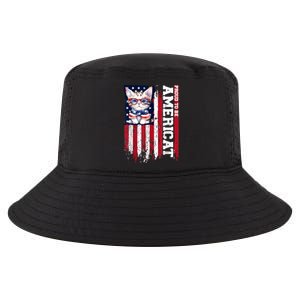 American Flag Cat 4th Of July Kitten Patriotic Pet Lover Pun Cool Comfort Performance Bucket Hat