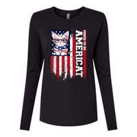 American Flag Cat 4th Of July Kitten Patriotic Pet Lover Pun Womens Cotton Relaxed Long Sleeve T-Shirt