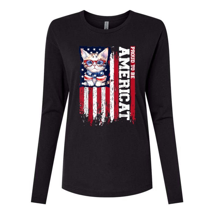 American Flag Cat 4th Of July Kitten Patriotic Pet Lover Pun Womens Cotton Relaxed Long Sleeve T-Shirt