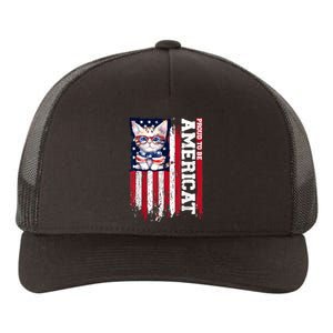 American Flag Cat 4th Of July Kitten Patriotic Pet Lover Pun Yupoong Adult 5-Panel Trucker Hat