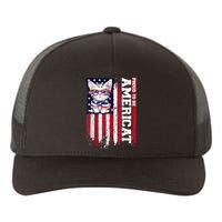 American Flag Cat 4th Of July Kitten Patriotic Pet Lover Pun Yupoong Adult 5-Panel Trucker Hat