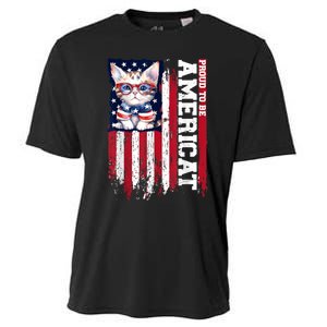 American Flag Cat 4th Of July Kitten Patriotic Pet Lover Pun Cooling Performance Crew T-Shirt