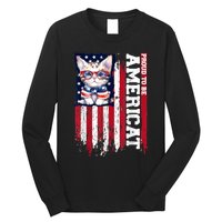 American Flag Cat 4th Of July Kitten Patriotic Pet Lover Pun Long Sleeve Shirt