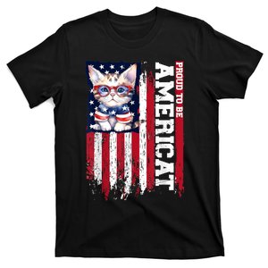 American Flag Cat 4th Of July Kitten Patriotic Pet Lover Pun T-Shirt