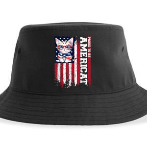 American Flag Cat 4th Of July Kitten Patriotic Pet Lover Pun Sustainable Bucket Hat