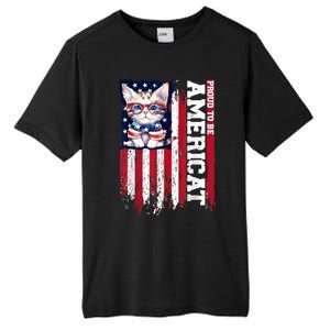 American Flag Cat 4th Of July Kitten Patriotic Pet Lover Pun Tall Fusion ChromaSoft Performance T-Shirt