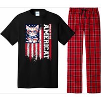 American Flag Cat 4th Of July Kitten Patriotic Pet Lover Pun Pajama Set