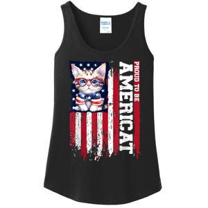 American Flag Cat 4th Of July Kitten Patriotic Pet Lover Pun Ladies Essential Tank