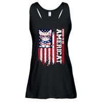 American Flag Cat 4th Of July Kitten Patriotic Pet Lover Pun Ladies Essential Flowy Tank