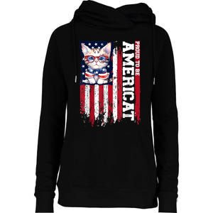 American Flag Cat 4th Of July Kitten Patriotic Pet Lover Pun Womens Funnel Neck Pullover Hood