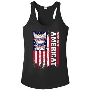 American Flag Cat 4th Of July Kitten Patriotic Pet Lover Pun Ladies PosiCharge Competitor Racerback Tank