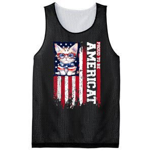 American Flag Cat 4th Of July Kitten Patriotic Pet Lover Pun Mesh Reversible Basketball Jersey Tank