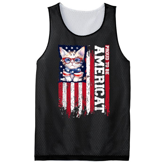 American Flag Cat 4th Of July Kitten Patriotic Pet Lover Pun Mesh Reversible Basketball Jersey Tank