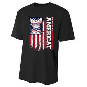 American Flag Cat 4th Of July Kitten Patriotic Pet Lover Pun Performance Sprint T-Shirt