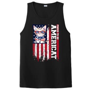 American Flag Cat 4th Of July Kitten Patriotic Pet Lover Pun PosiCharge Competitor Tank