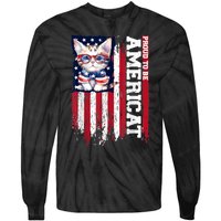 American Flag Cat 4th Of July Kitten Patriotic Pet Lover Pun Tie-Dye Long Sleeve Shirt