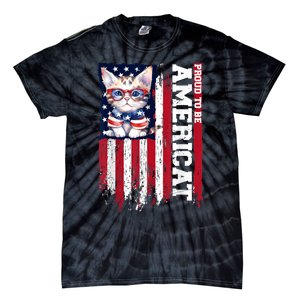 American Flag Cat 4th Of July Kitten Patriotic Pet Lover Pun Tie-Dye T-Shirt