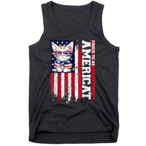 American Flag Cat 4th Of July Kitten Patriotic Pet Lover Pun Tank Top