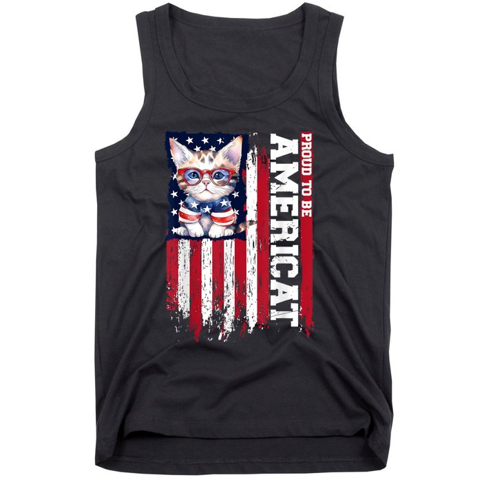 American Flag Cat 4th Of July Kitten Patriotic Pet Lover Pun Tank Top